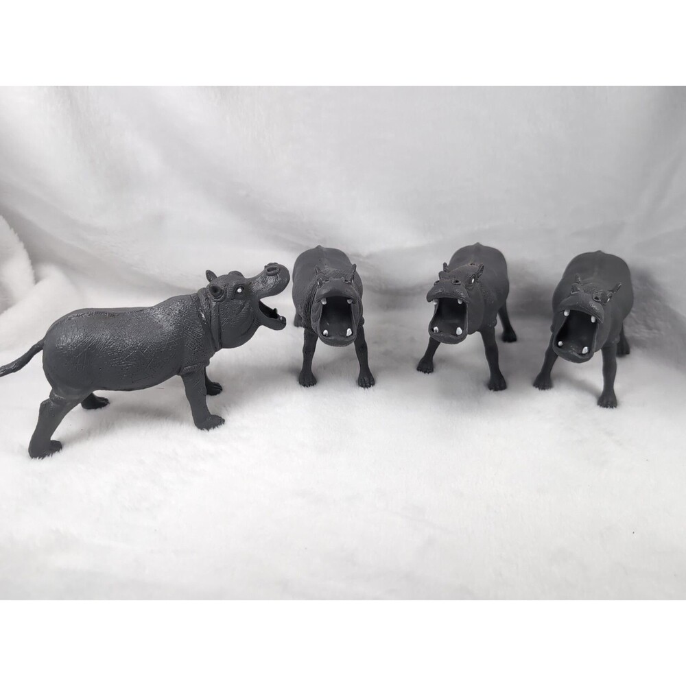 Lot Of 4 Greenbrier International Hippopotamus Hard Plastic Animal Figure
